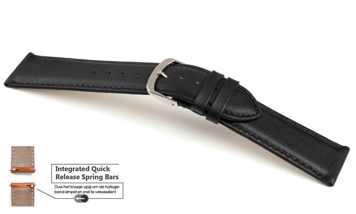 Horlogeband Chur zwart OE | voor Leer