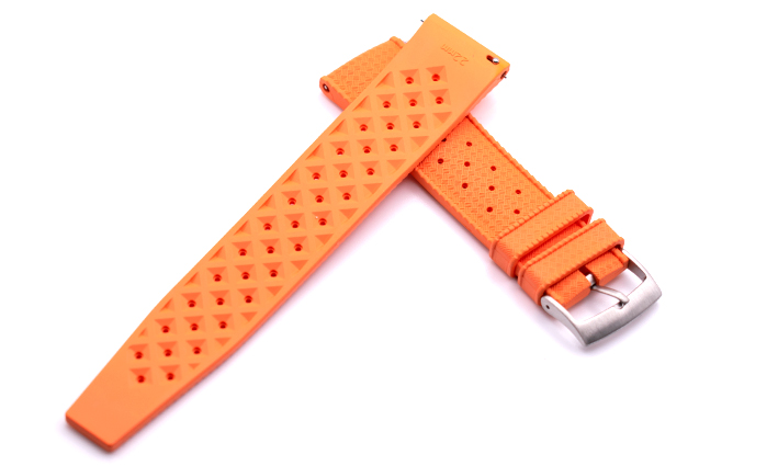 Horlogeband Tropical oranje | voor Leer