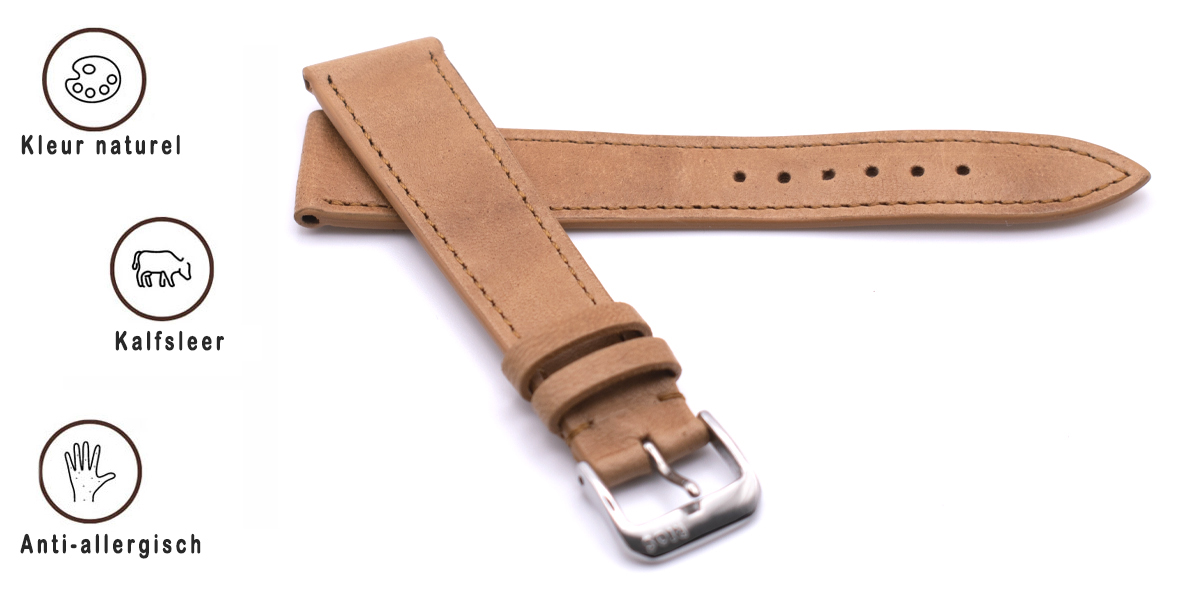 Horlogeband Hermes Leer Naturel | voor Baume & Mercier