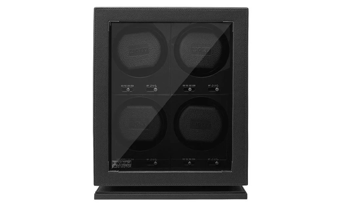 Watchwinder Boxy BLDC Black leather 4 | Super stil en compact