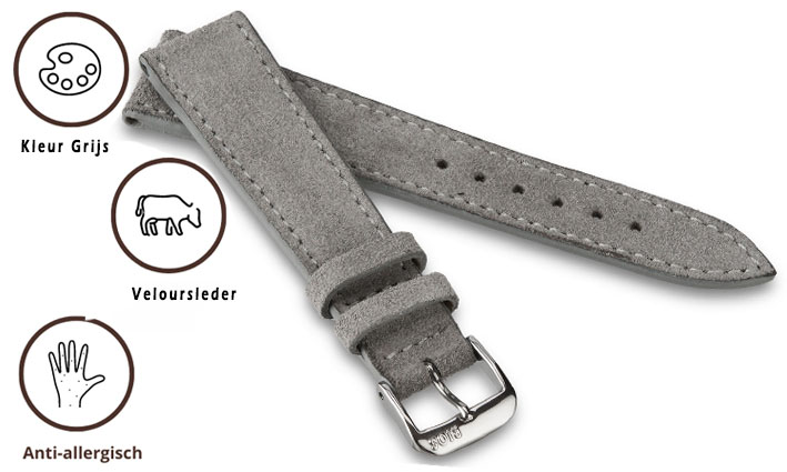 Horlogebandje Franklin grijs | voor Timex