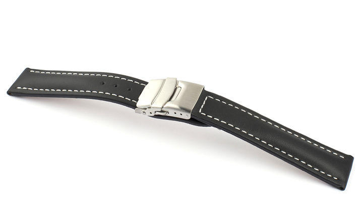Horlogeband Basel Klep WN zwart | voor Leer 