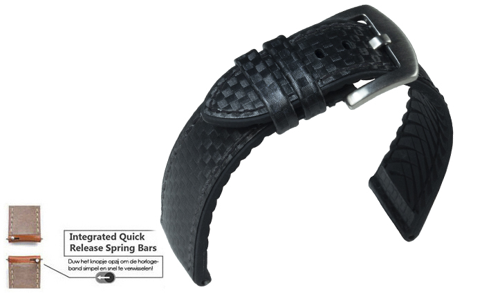 Horlogeband Waterproof Carbon zwart | voor Cookoo
